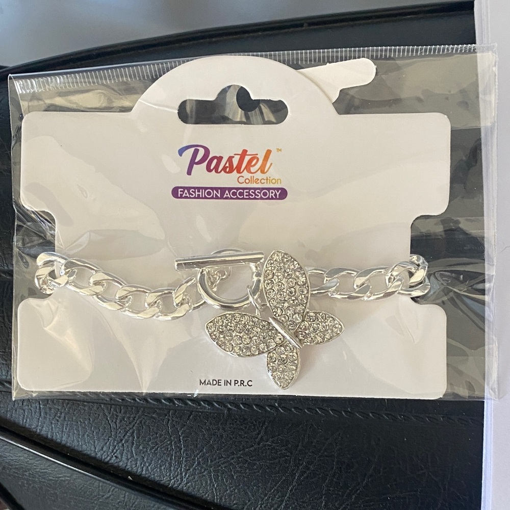 Pastels Silver Butterfly Charm Bracelet